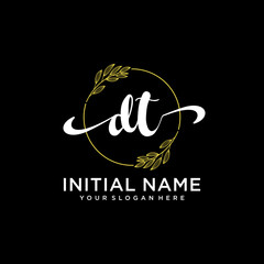 DT Initial handwriting logo vector. Hand lettering for designs.