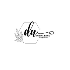 Initial letter DU beauty handwriting logo vector