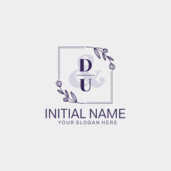 Initial letter DU beauty handwriting logo vector