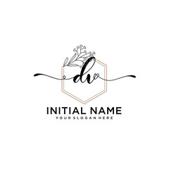 Fototapeta premium Initial letter DV beauty handwriting logo vector