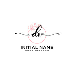 Initial letter DV beauty handwriting logo vector