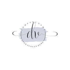 DV Initial handwriting logo vector. Hand lettering for designs.
