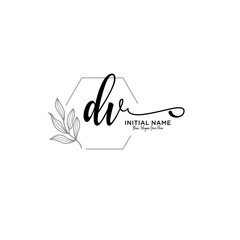 Initial letter DV beauty handwriting logo vector