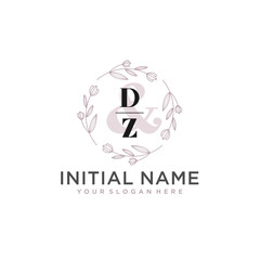 Initial letter DZ beauty handwriting logo vector