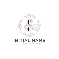 Initial letter EC beauty handwriting logo vector