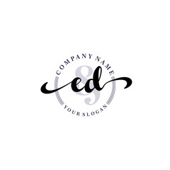 ED Initial handwriting logo vector. Hand lettering for designs.