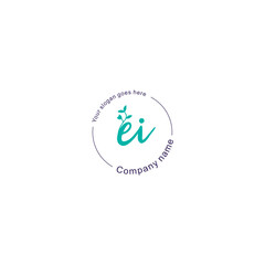 Initial letter EI beauty handwriting logo vector