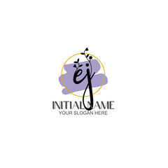 Initial letter EJ beauty handwriting logo vector