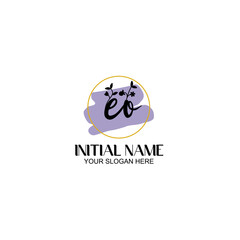 Initial letter EO beauty handwriting logo vector