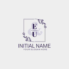 Initial letter EU beauty handwriting logo vector