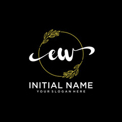 EW Initial handwriting logo vector. Hand lettering for designs.