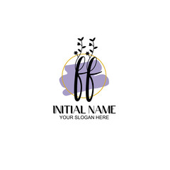Initial letter FF beauty handwriting logo vector