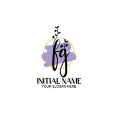 Initial letter FG beauty handwriting logo vector