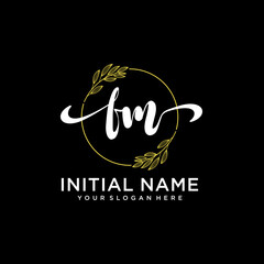 FM Initial handwriting logo vector. Hand lettering for designs.