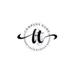 FT Initial handwriting logo vector. Hand lettering for designs.