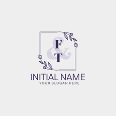 Initial letter FT beauty handwriting logo vector