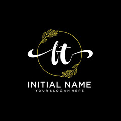 FT Initial handwriting logo vector. Hand lettering for designs.