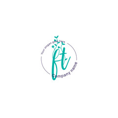 Initial letter FT beauty handwriting logo vector