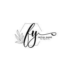 Initial letter FY beauty handwriting logo vector