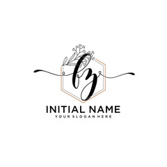 Initial letter FZ beauty handwriting logo vector