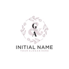 Initial letter GA beauty handwriting logo vector