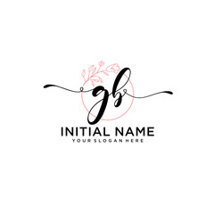 Initial letter GB beauty handwriting logo vector