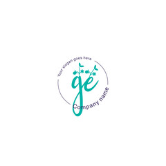 Initial letter GE beauty handwriting logo vector