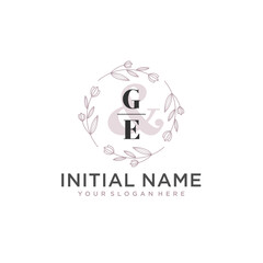 Initial letter GE beauty handwriting logo vector