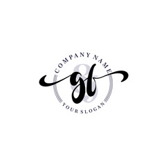 GF Initial handwriting logo vector. Hand lettering for designs.