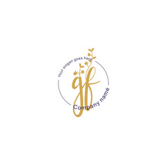 Initial letter GF beauty handwriting logo vector