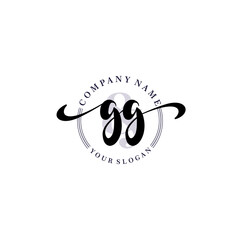 GG Initial handwriting logo vector. Hand lettering for designs.