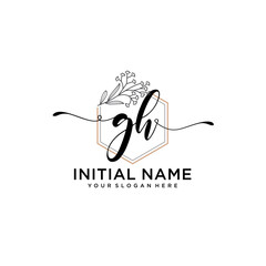 Fototapeta premium Initial letter GH beauty handwriting logo vector