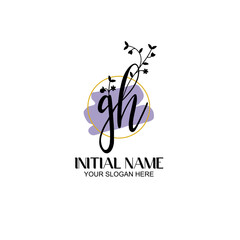 Initial letter GH beauty handwriting logo vector