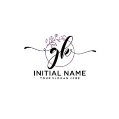 Initial letter GK beauty handwriting logo vector