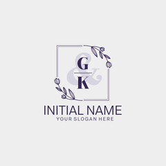 Initial letter GK beauty handwriting logo vector