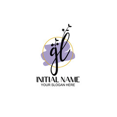 Initial letter GL beauty handwriting logo vector