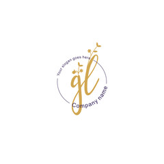 Initial letter GL beauty handwriting logo vector
