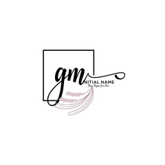 Initial letter GM beauty handwriting logo vector
