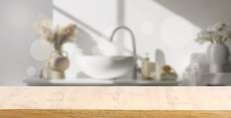 Clean kitchen table on white background