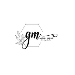 Initial letter GM beauty handwriting logo vector