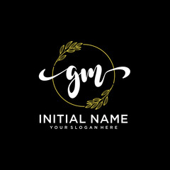 GM Initial handwriting logo vector. Hand lettering for designs.
