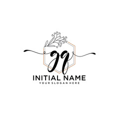 Initial letter GQ beauty handwriting logo vector