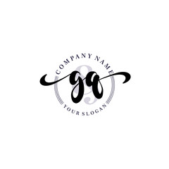 GQ Initial handwriting logo vector. Hand lettering for designs.