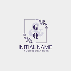 Initial letter GQ beauty handwriting logo vector