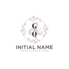 Initial letter GQ beauty handwriting logo vector