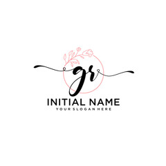 Initial letter GR beauty handwriting logo vector