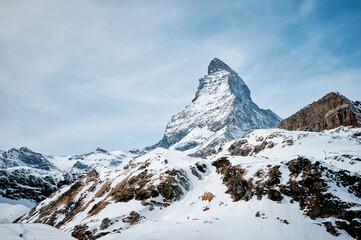 A Landscape of Matterhorn from Schwarzsee cable car station, Zermatt