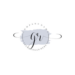 GR Initial handwriting logo vector. Hand lettering for designs.