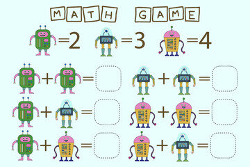 worksheet vector design, task to calculate the answer and connect to the correct number. Logic game for children.
