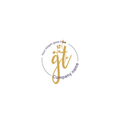 Initial letter GT beauty handwriting logo vector